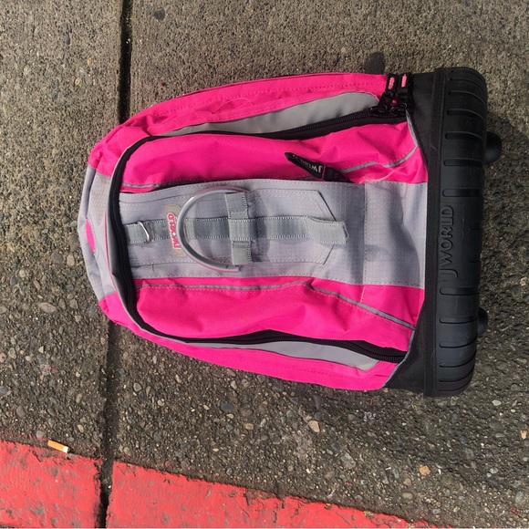 Sundance Girl’s Pink Gray Laptop Rolling Backpack (19.5 Inch) - Picture 9 of 10